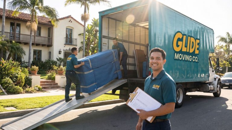 Residential moving crew loading furniture in Los Angeles